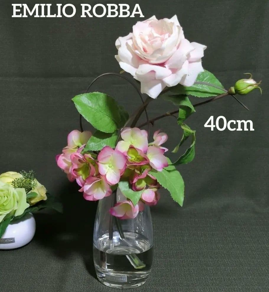 エミリオ•ロバ　タグ付き プリマローズ　薔薇と紫陽花　アーティフィシャルフラワー