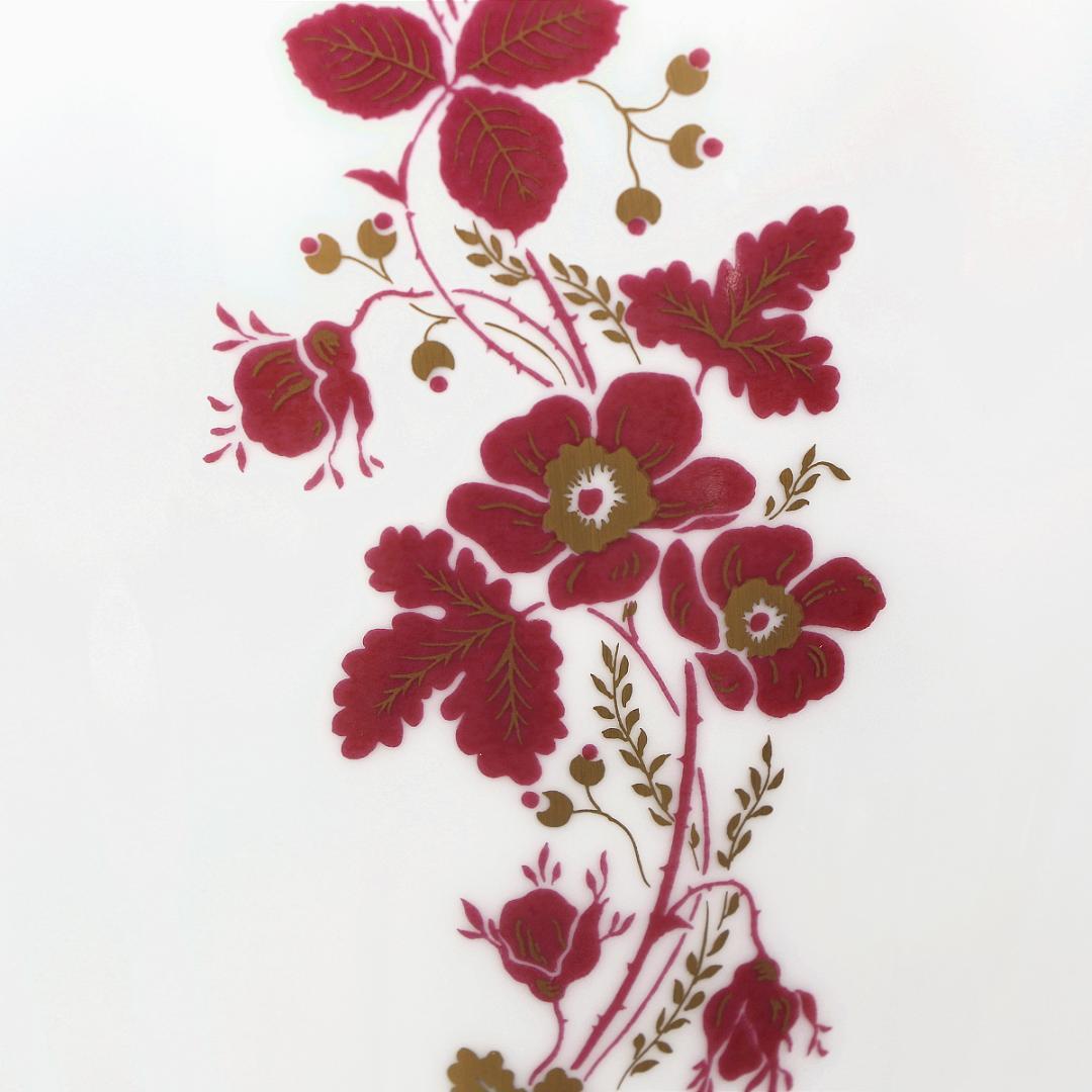 ★大倉陶園 大花瓶 35.5cm 金彩と赤い花 フラワーベース 陶磁器 陶器 壷