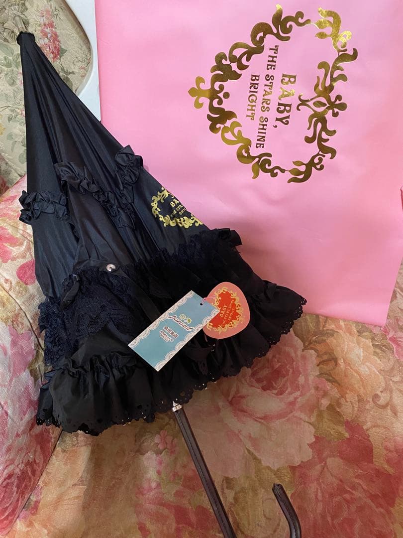 ❤️BABY フリル付き黒日傘 オリジナルバッグ付き後期新作♬.*RomantiC