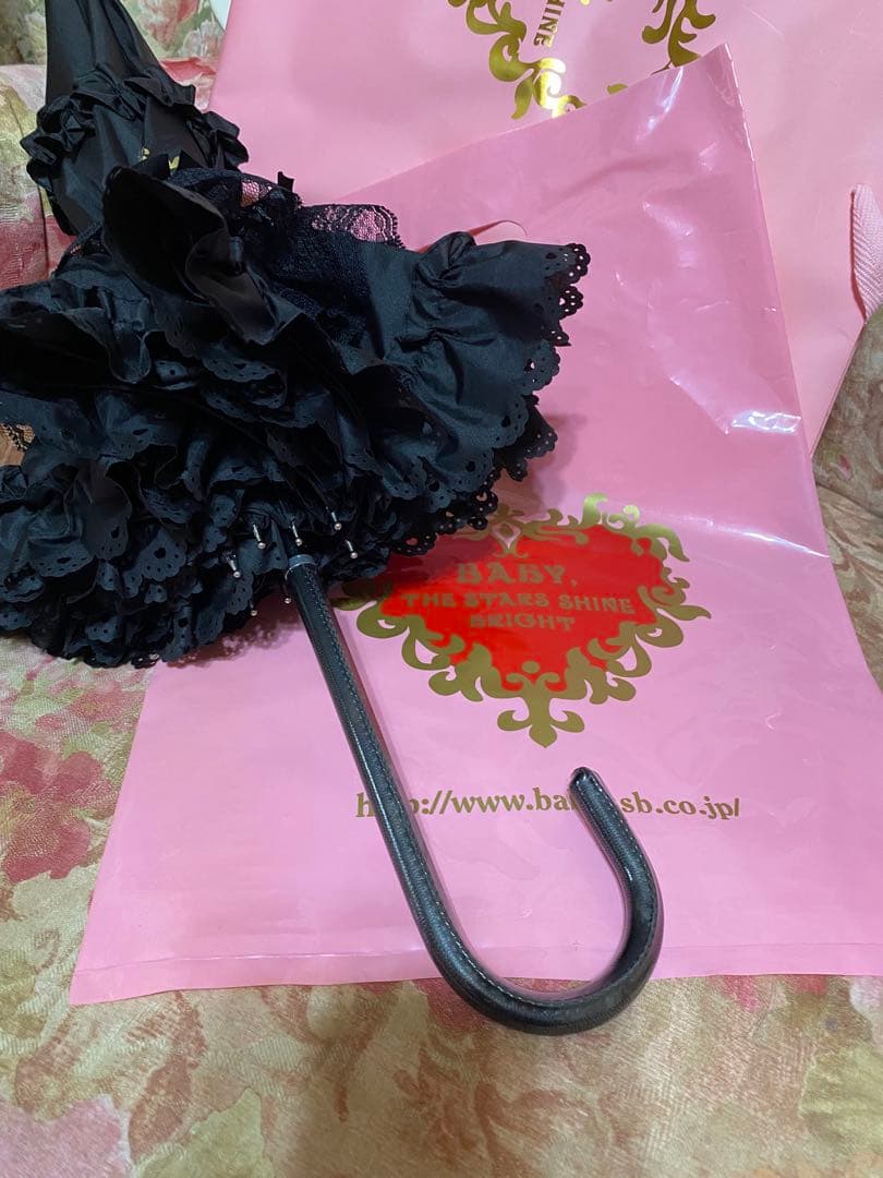 ❤️BABY フリル付き黒日傘 オリジナルバッグ付き後期新作♬.*RomantiC