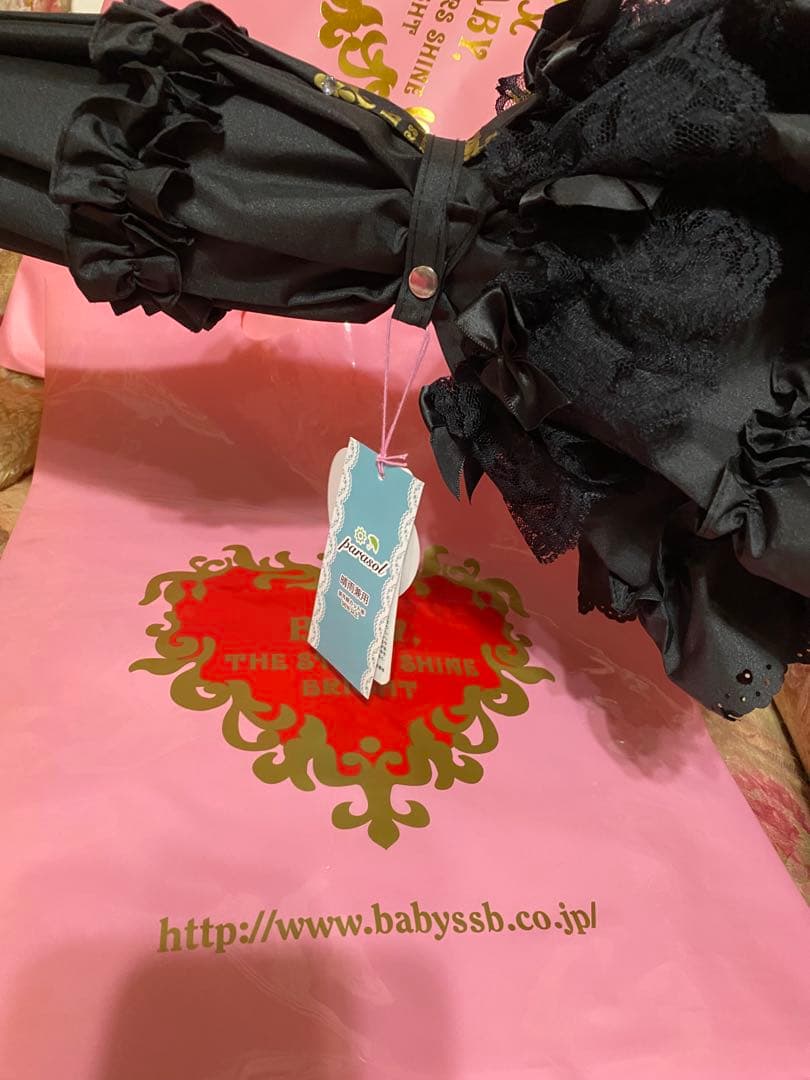 ❤️BABY フリル付き黒日傘 オリジナルバッグ付き後期新作♬.*RomantiC