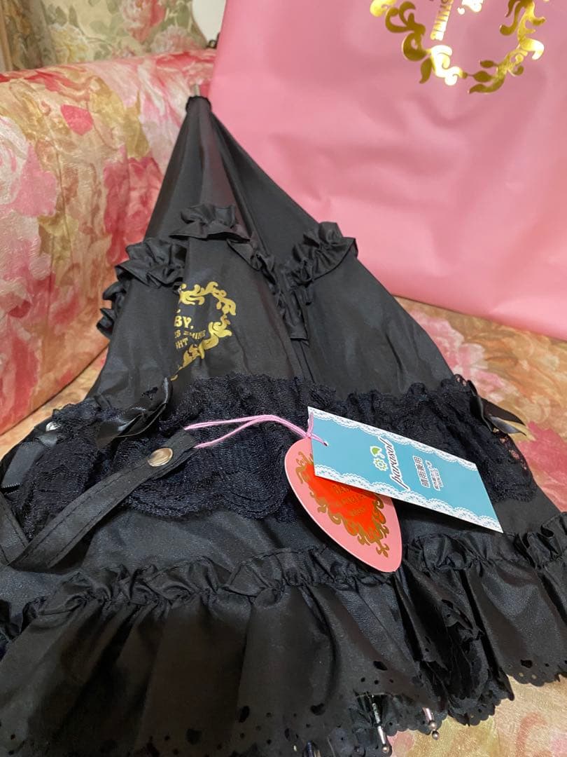 ❤️BABY フリル付き黒日傘 オリジナルバッグ付き後期新作♬.*RomantiC