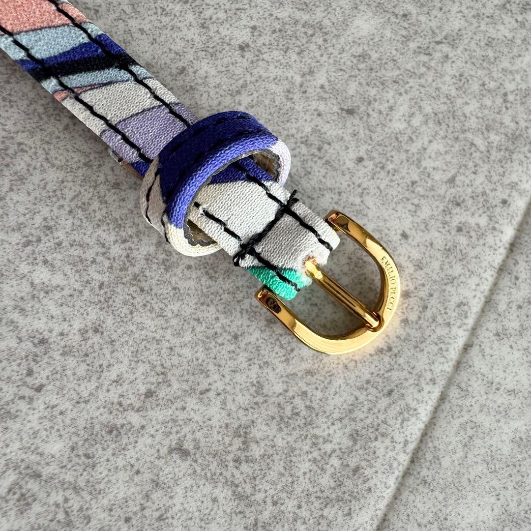 現行　エミリオプッチ　ワンピース　ベルト　収納袋　総柄　青色　タグ付き　40