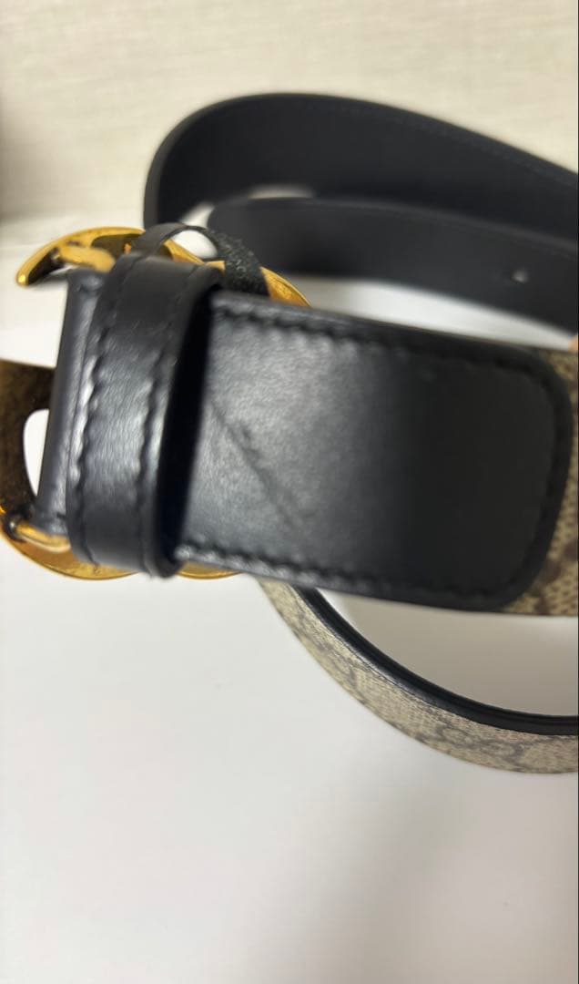 GUCCI レディース　ベルト ベージュ ブラック 75/30