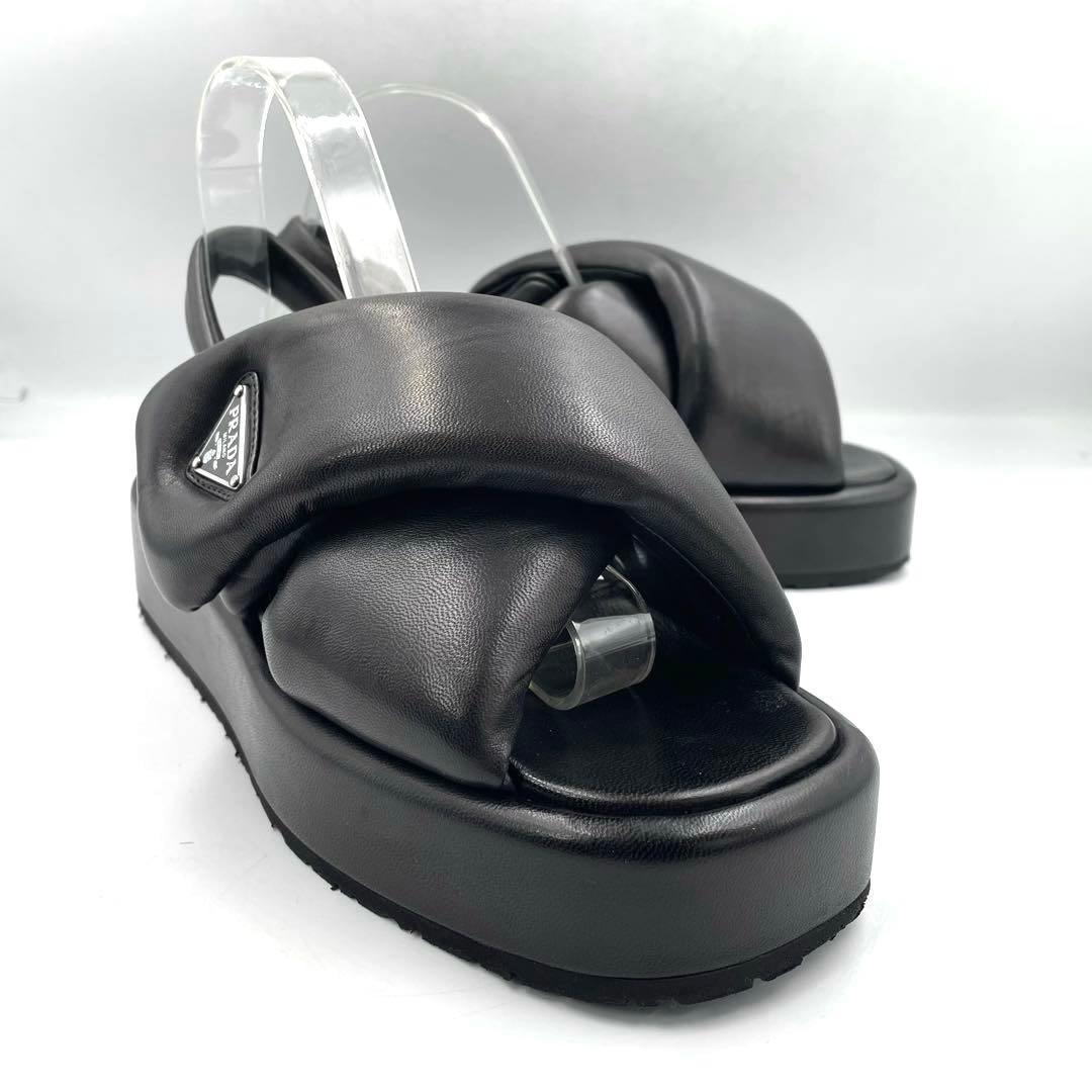 ICチップ内蔵 プラダ サンダル ソフトパテッドナッパレザー 三角プレート38