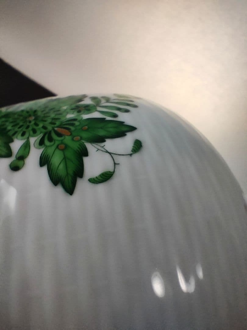 Herendヘレンド人気シリーズ　アポニーグリーン大型花瓶　H28cm