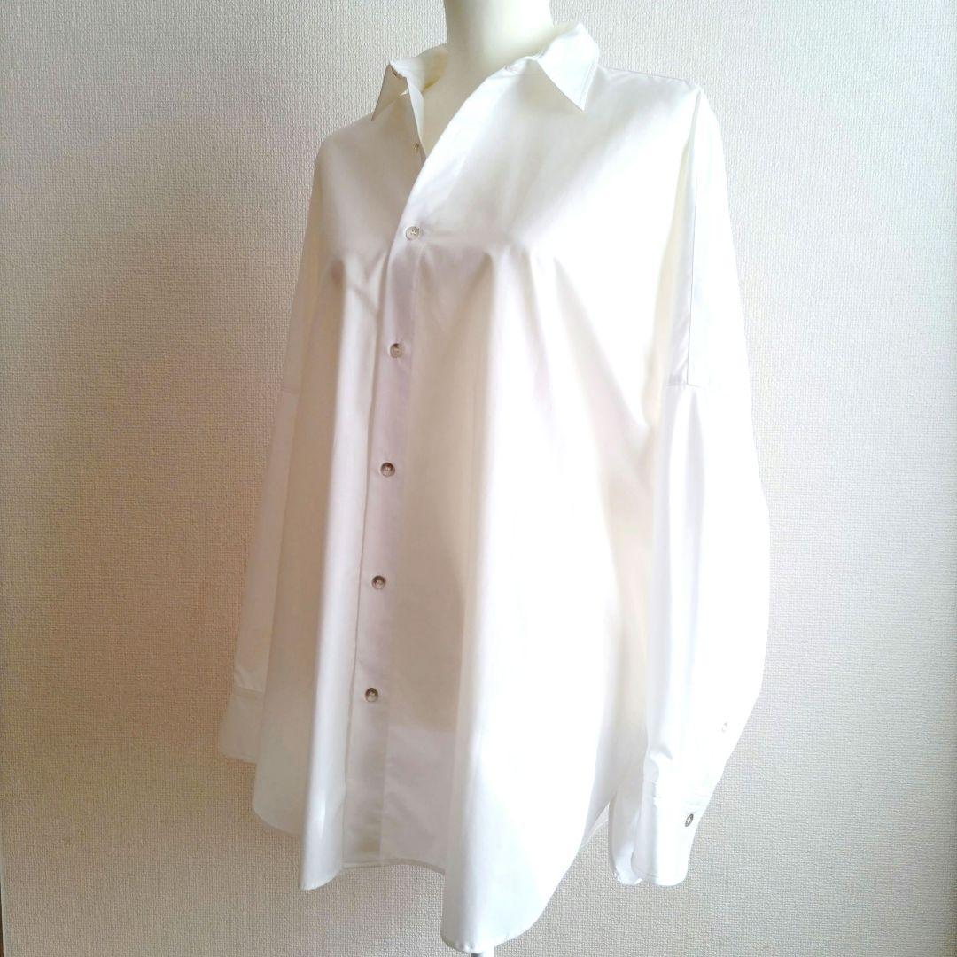 LOUNGEDRESS サテンBIGシャツ 長袖 ホワイト サイズフリー