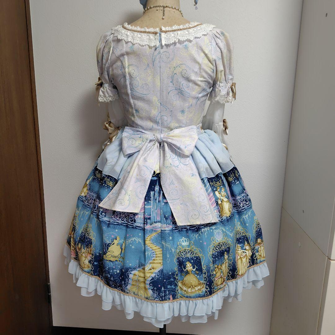 BABY ディズニー シンデレラワンピース カチューシャセット サックス 姫袖