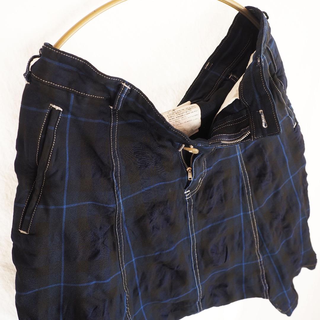 コムコム 極美品 サルエルパンツ チェック 縮絨 ポリエステル コムデギャルソン