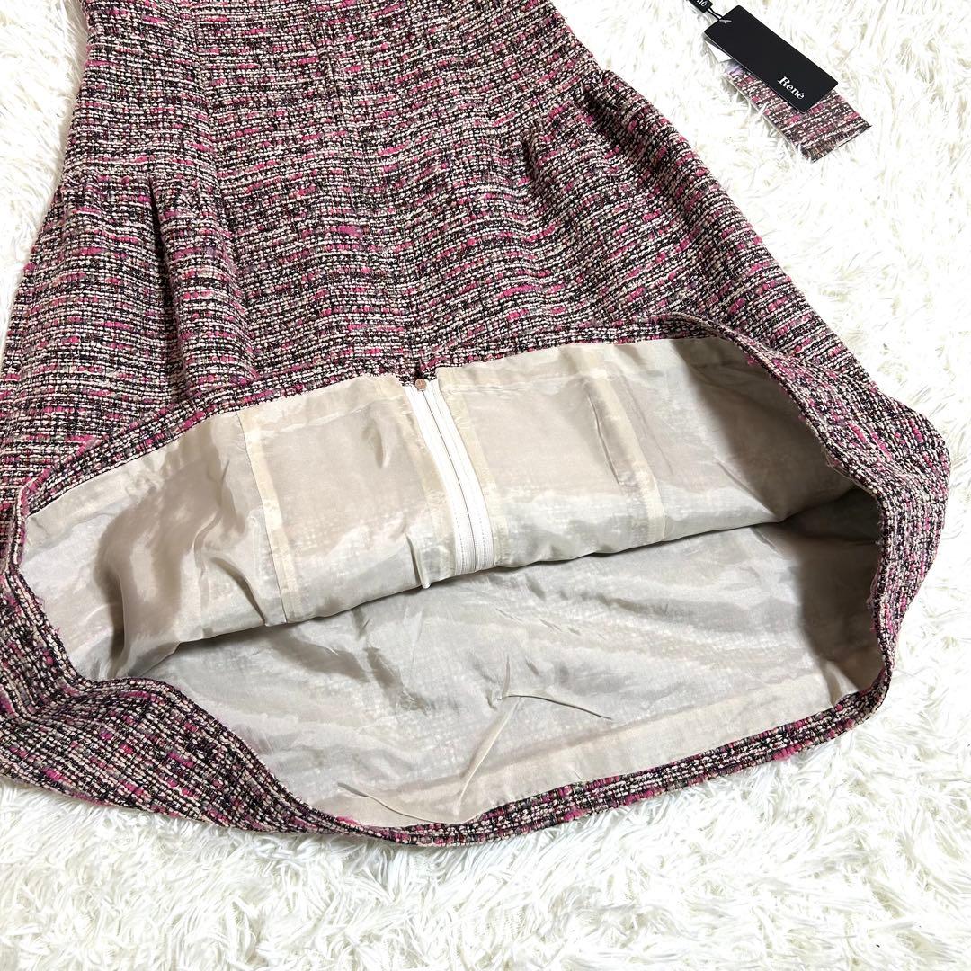 René 極美品✨20AW ルネ TISSUEツイード フロントジップ ドレス