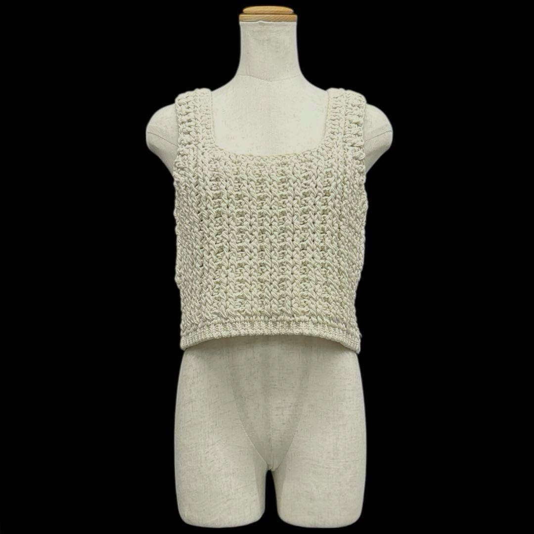 美品シシクイTHE SHISHIKUI　クロシェ　ビスチェ　ニット　F　ホワイト