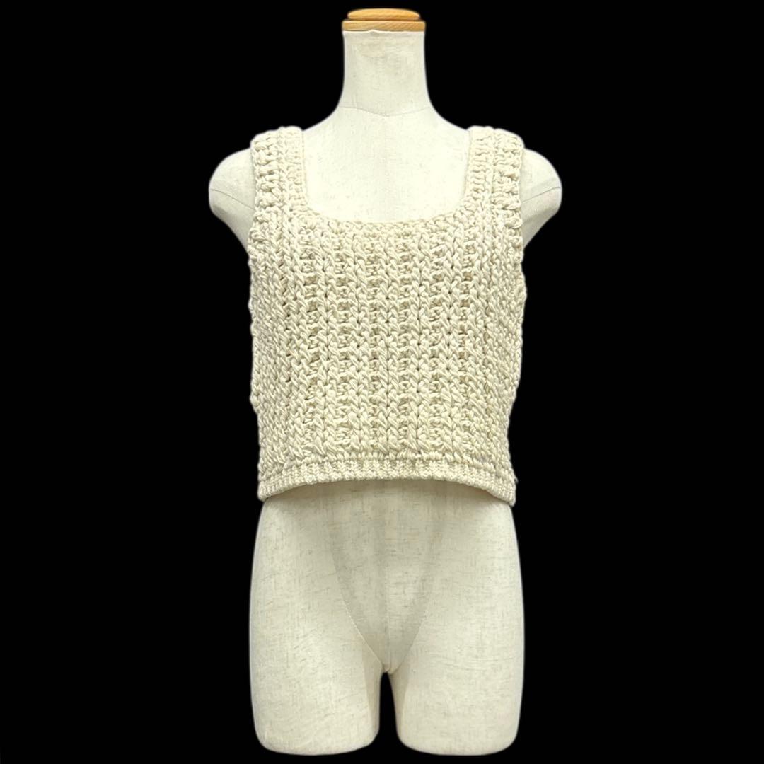 美品シシクイTHE SHISHIKUI　クロシェ　ビスチェ　ニット　F　ホワイト