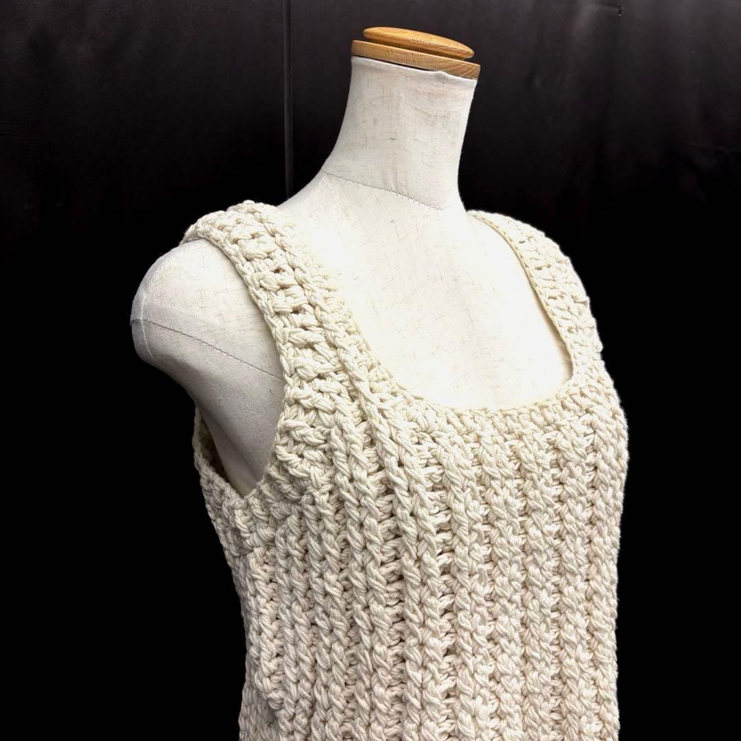 美品シシクイTHE SHISHIKUI　クロシェ　ビスチェ　ニット　F　ホワイト