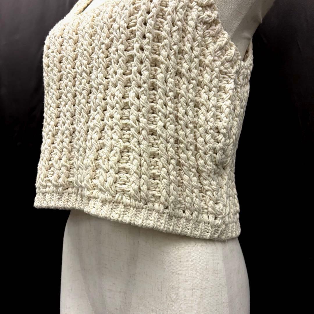 美品シシクイTHE SHISHIKUI　クロシェ　ビスチェ　ニット　F　ホワイト