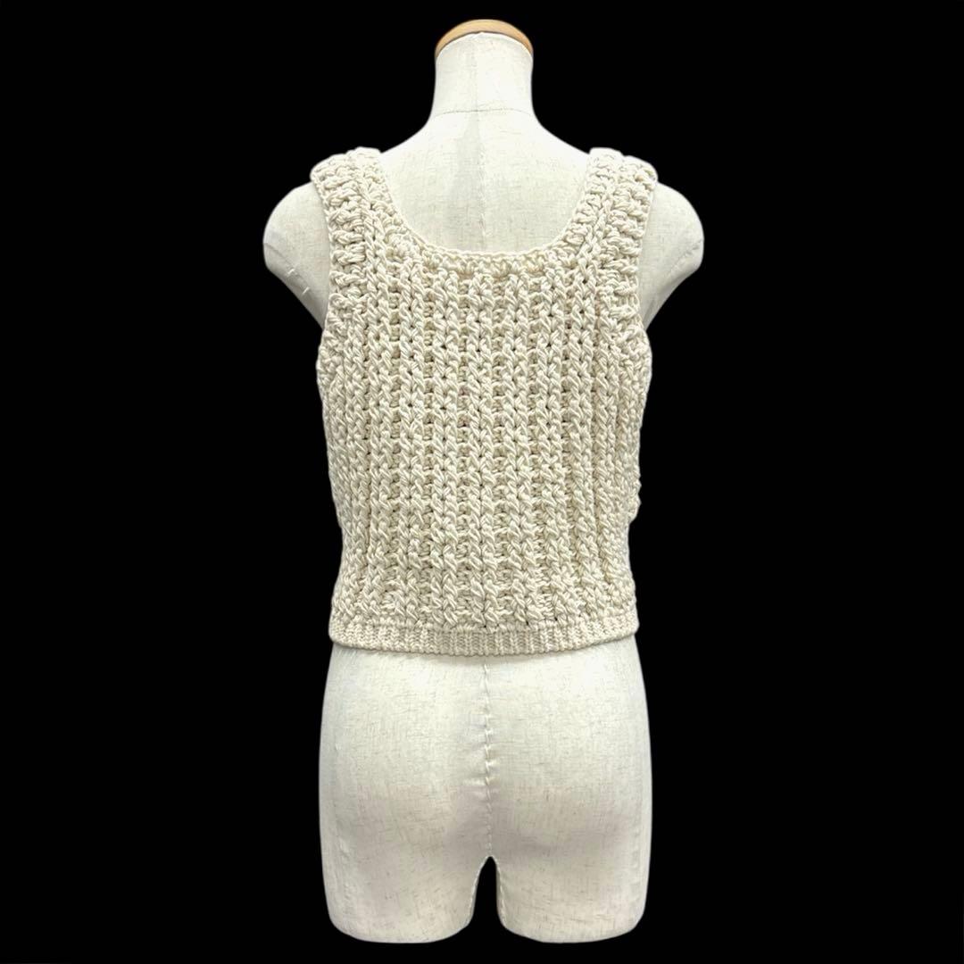 美品シシクイTHE SHISHIKUI　クロシェ　ビスチェ　ニット　F　ホワイト