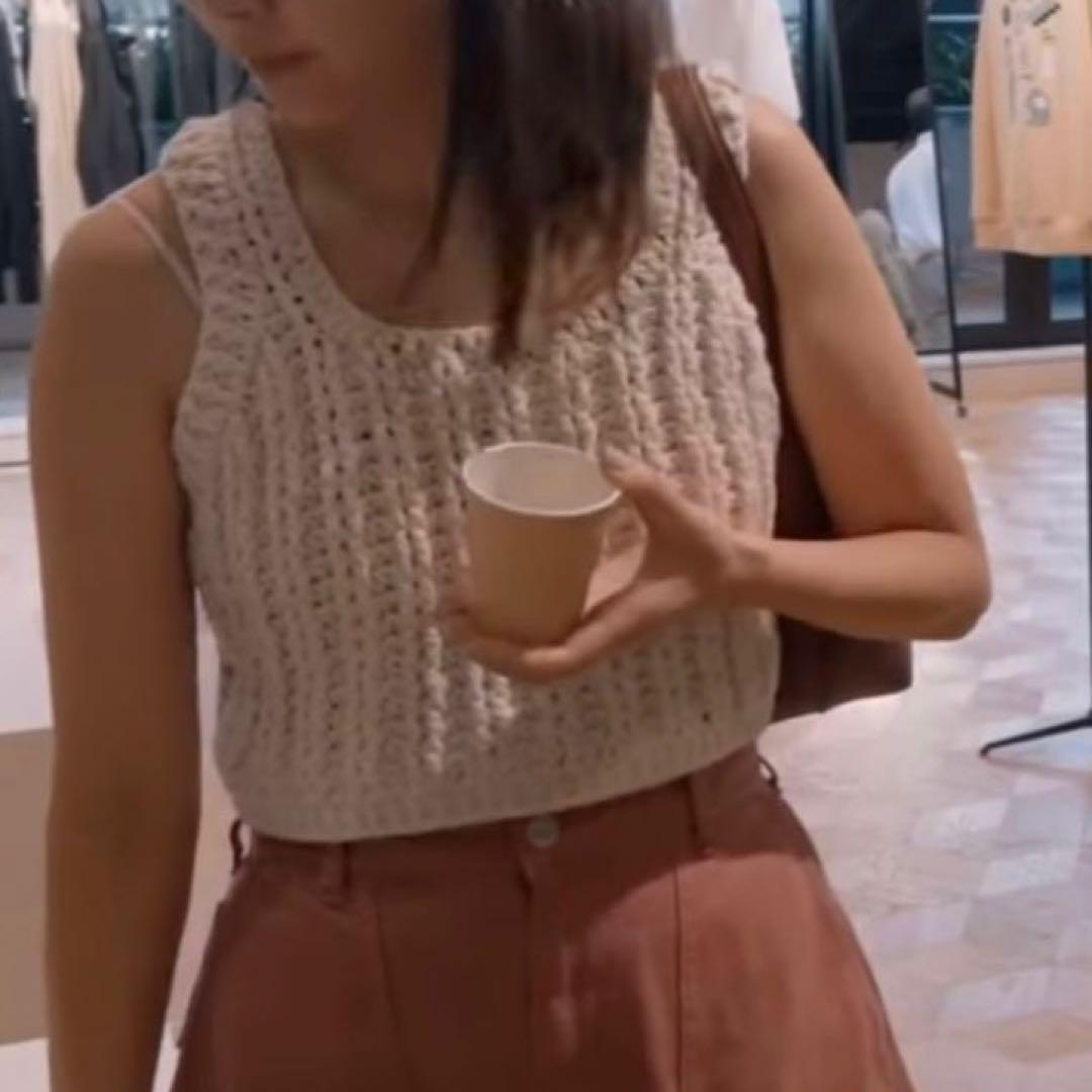 美品シシクイTHE SHISHIKUI　クロシェ　ビスチェ　ニット　F　ホワイト