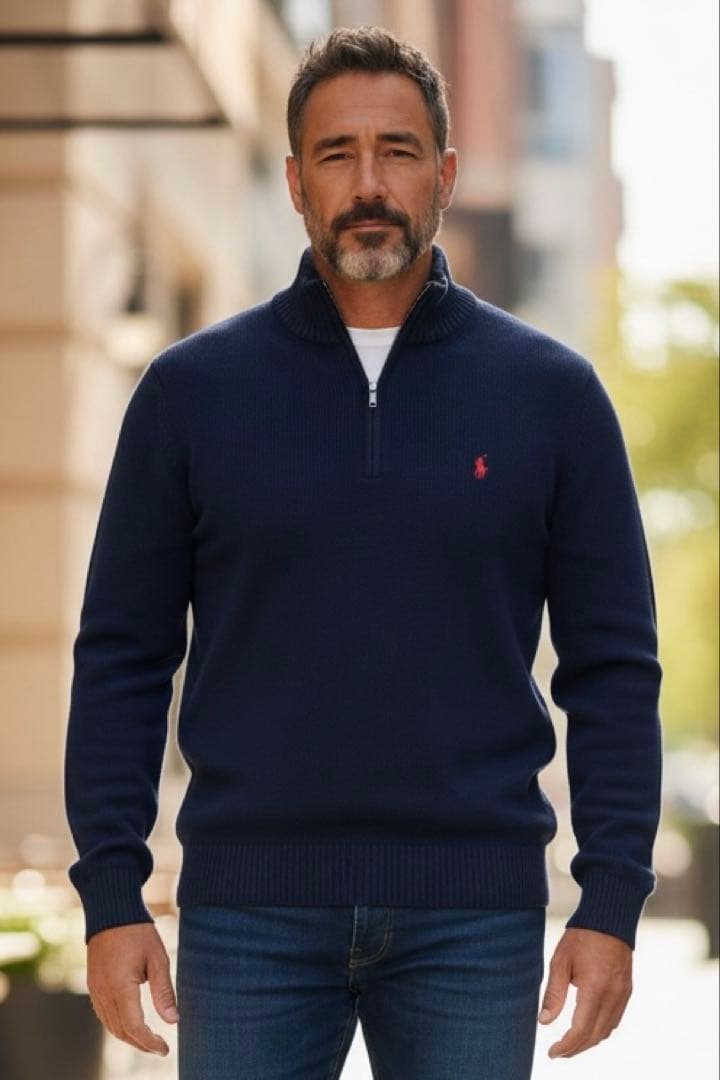 【新品】 ポロラルフローレン ハーフジップ ニット XL紺 ネイビー