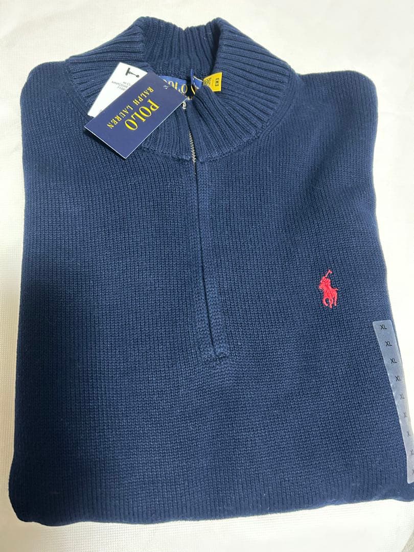 【新品】 ポロラルフローレン ハーフジップ ニット XL紺 ネイビー