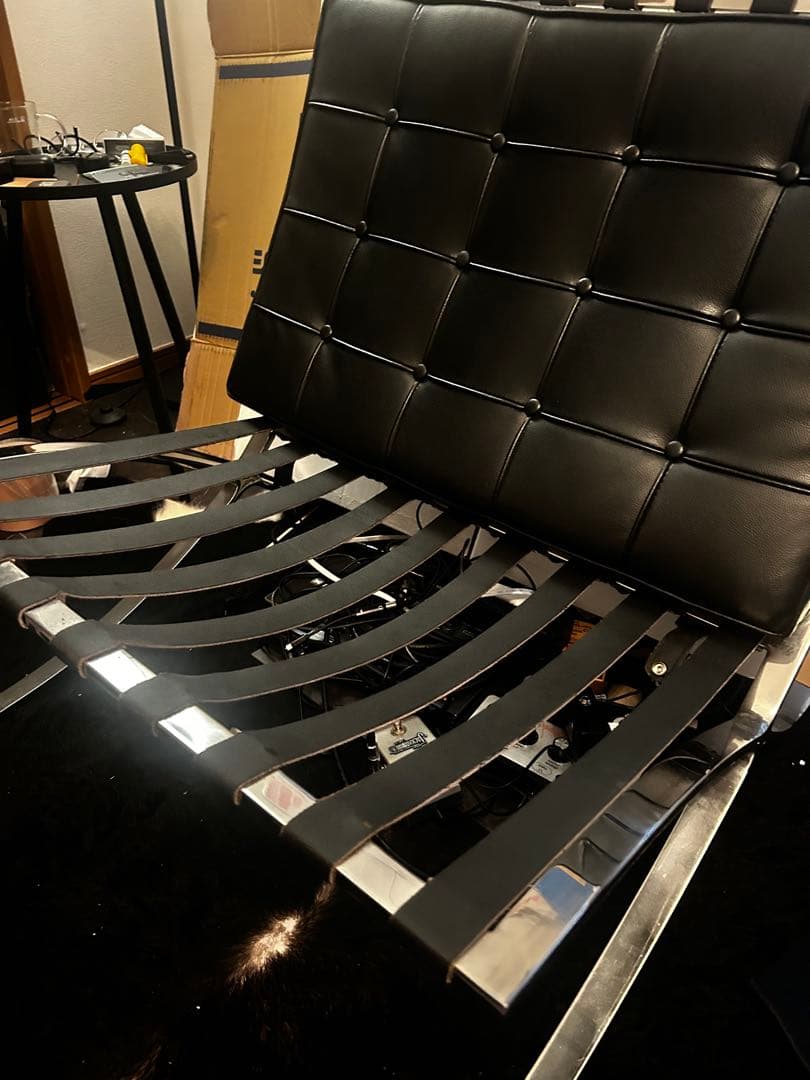 バルセロナチェアのみ本革 モダン ブラック 1人掛けソファ ＊オットマンはなし