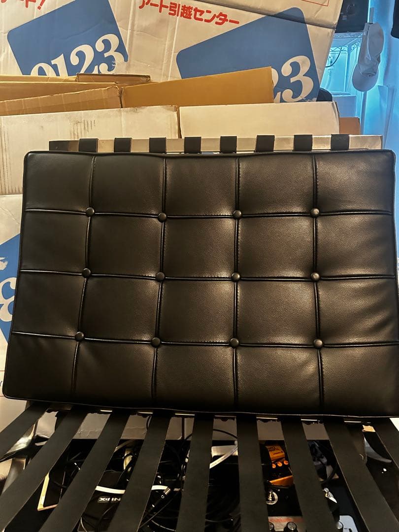 バルセロナチェアのみ本革 モダン ブラック 1人掛けソファ ＊オットマンはなし