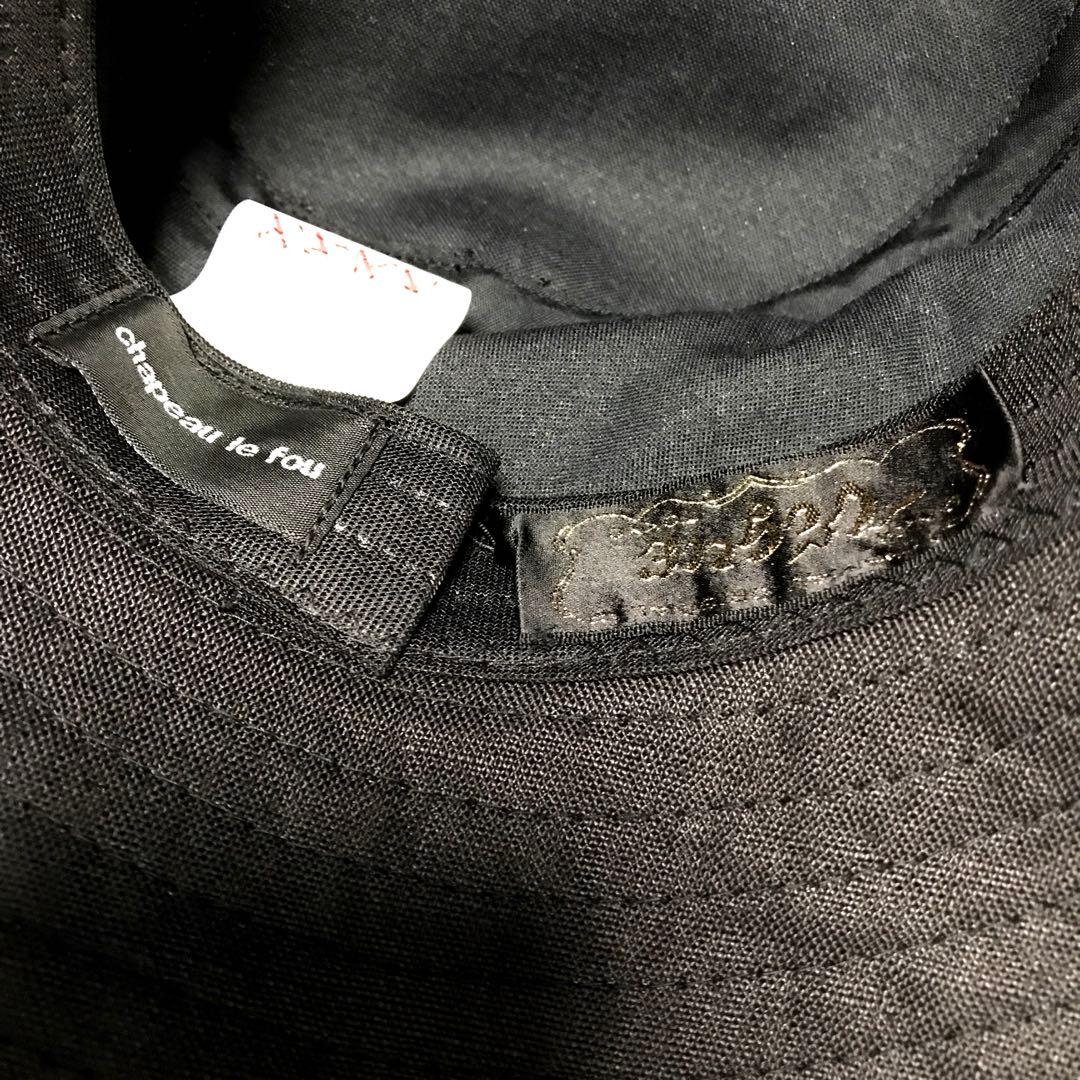 銀座マギー　麻布　黒×グレーストライプ　共布コサージュ　リボン