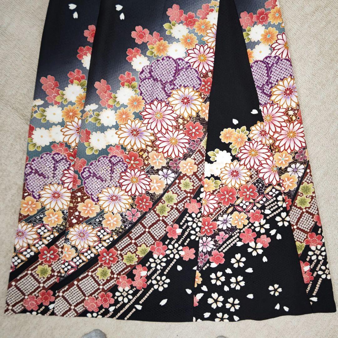 zunezune 振袖ドレス ノースリーブ 着物リメイクワンピース 黒に花