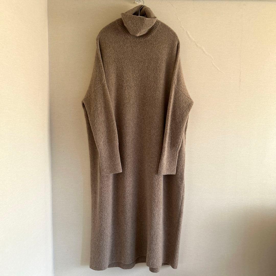 ◆クリーニング済◆カレンソロジー ウールポアンニットワンピース ベージュ F