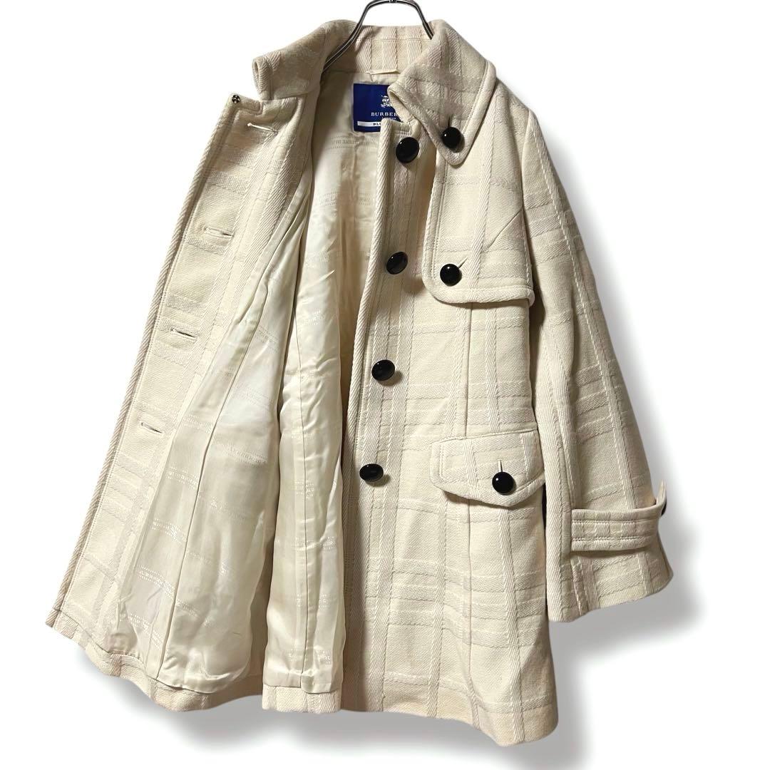 美品❤️シャドーチェック❤️バーバリーブルーレーベル コート Aライン 白 38