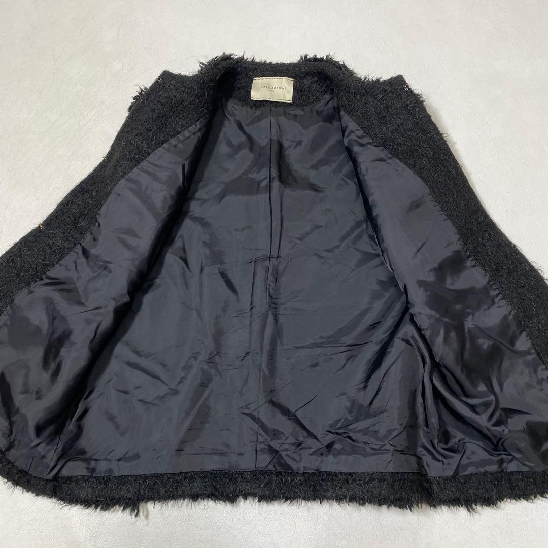 美品 UNITED ARROWS シャギー ツイード ベスト 金ボタン