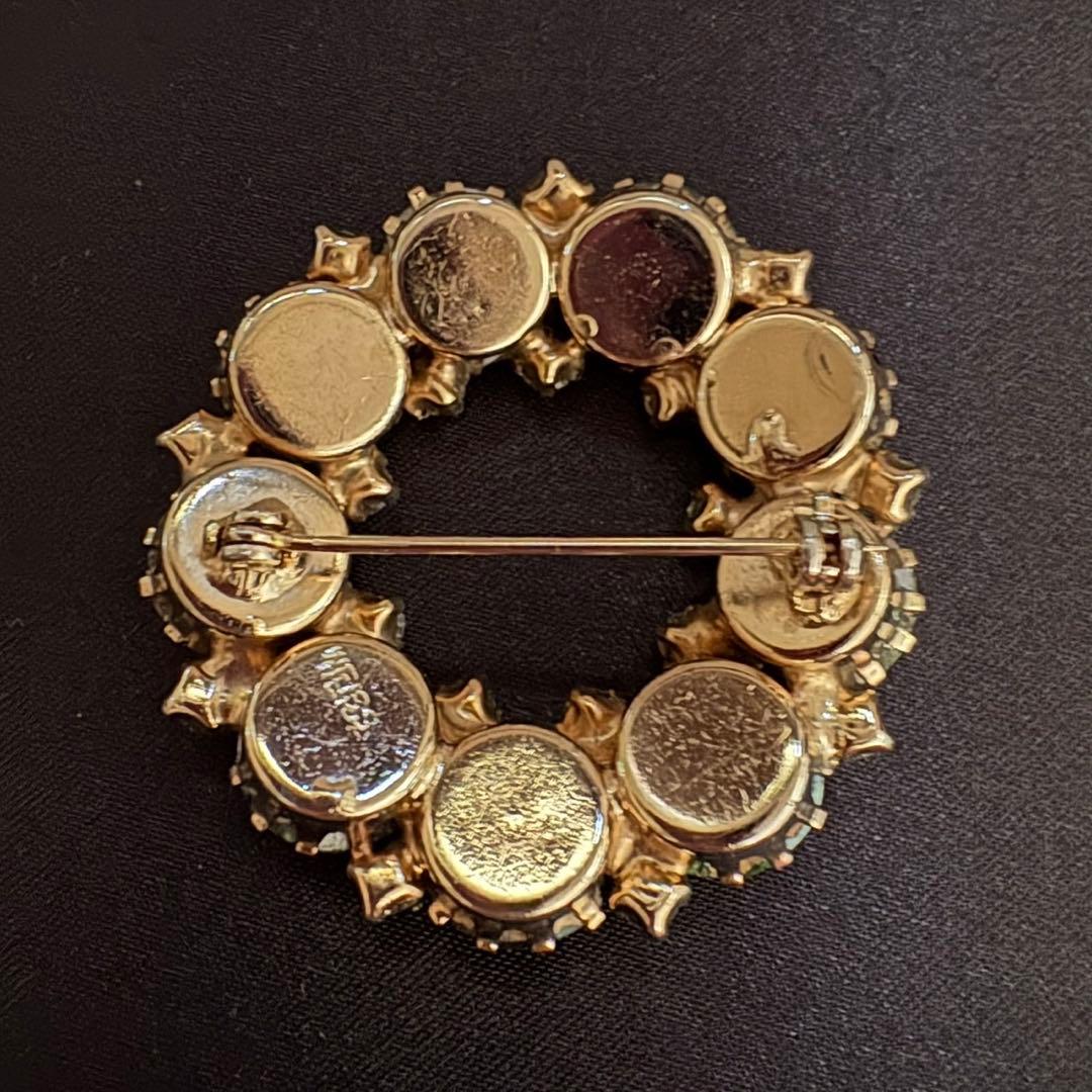 ミ*)様 WEISS ブローチとイヤリング　セット　ビンテージ　緑クリスタル