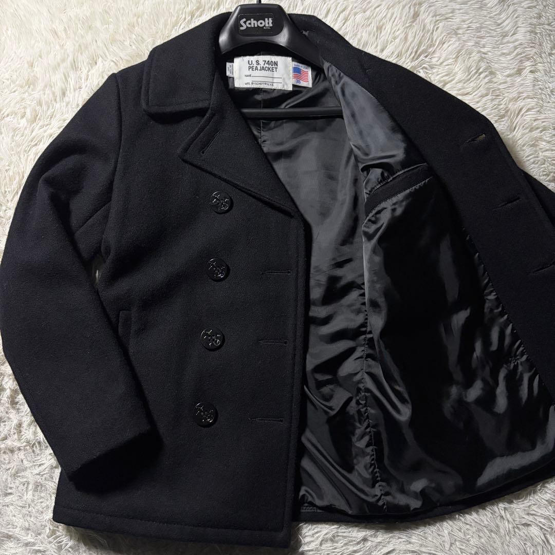 極美品■schott ピーコート　753US ネイビー USA製