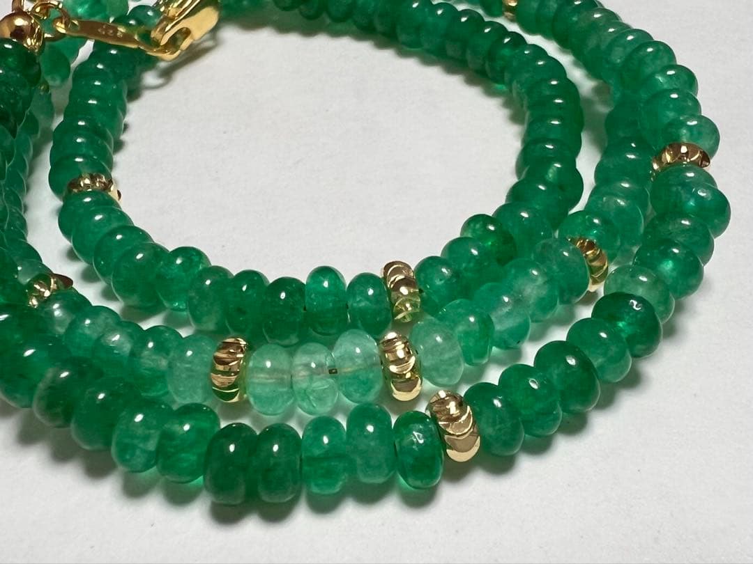 エメラルドグラデーションネックレス 天然石 留め具SILVER925