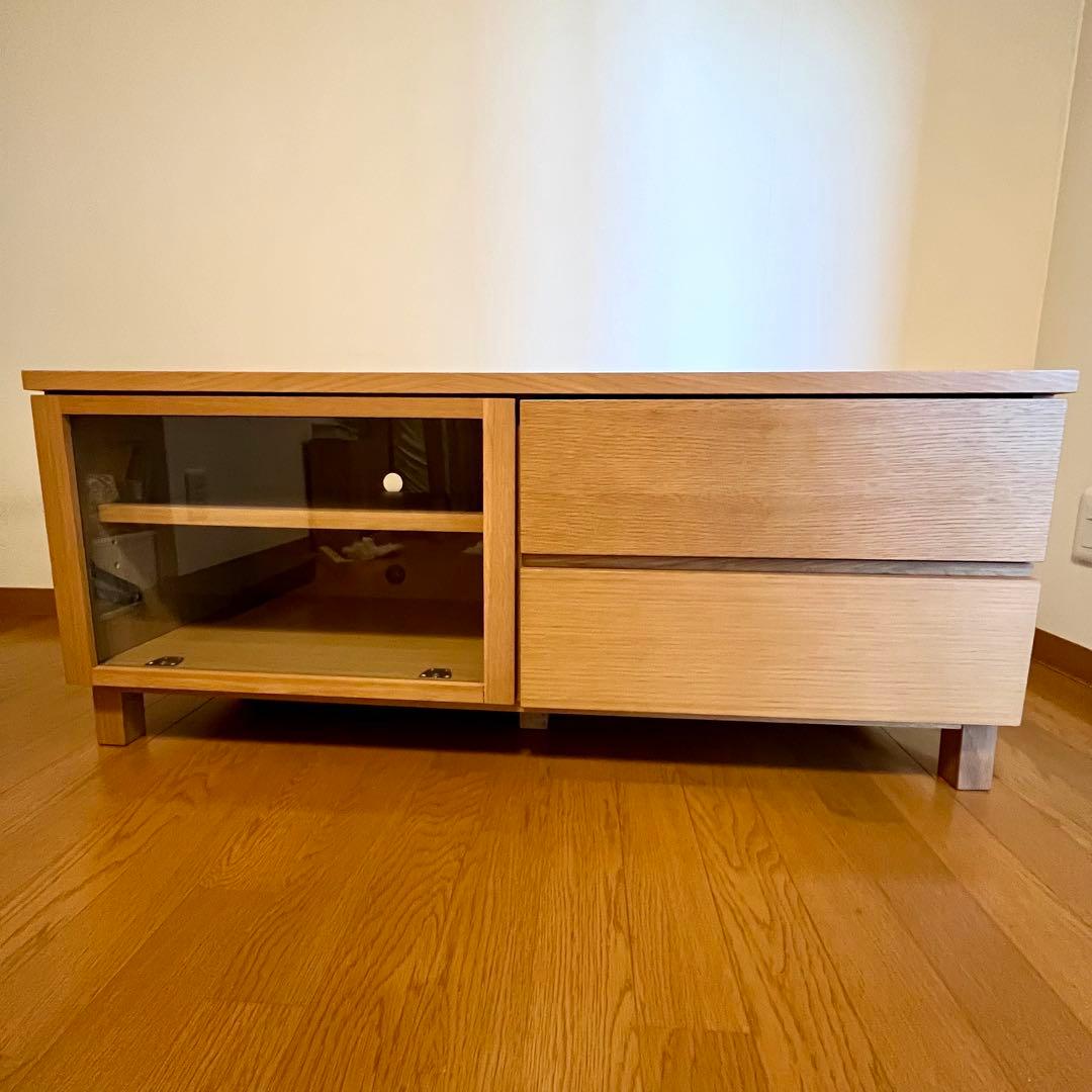 無印良品 オーク材 AVボード テレビ台 幅110cm 引き出し付き ナチュラル