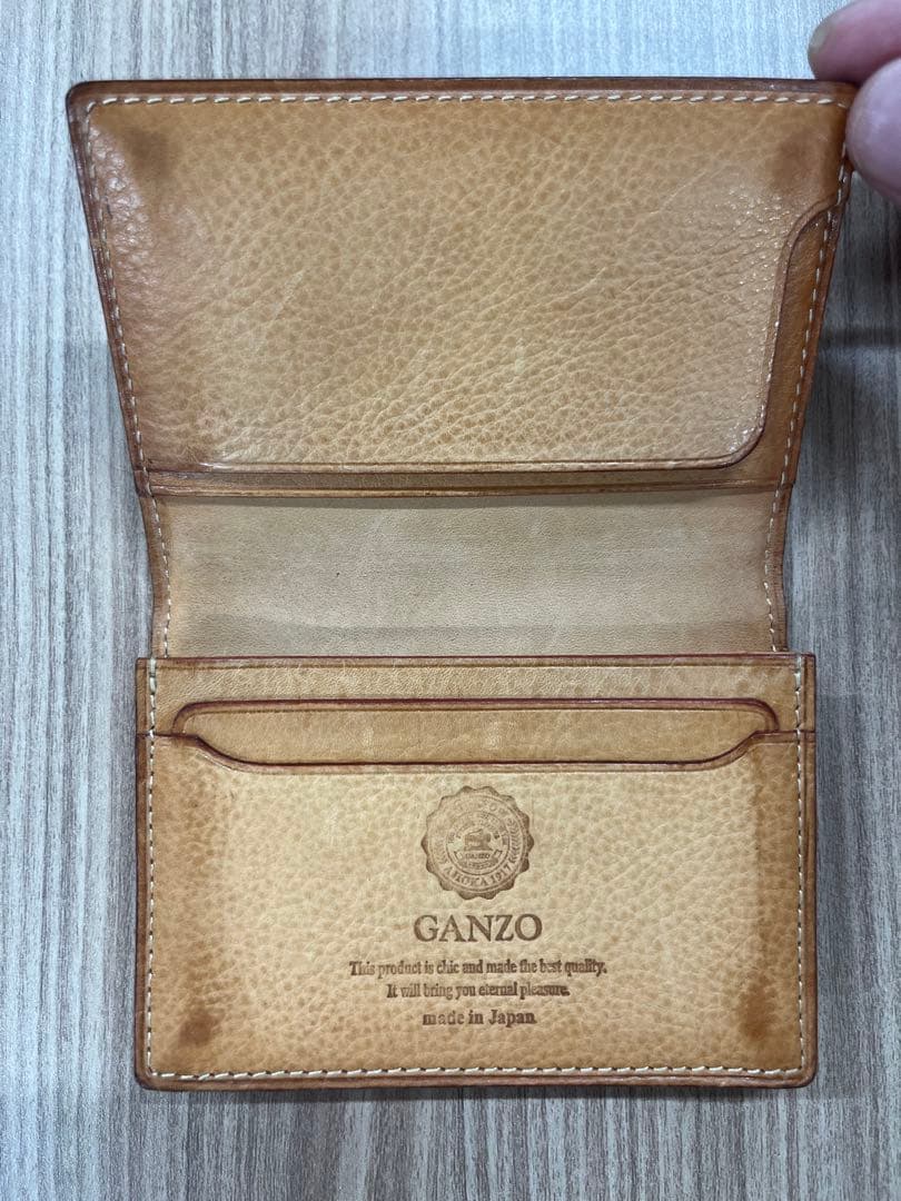 【美品】GANZO レザー 名刺入れ ネイビー(紺) 本革