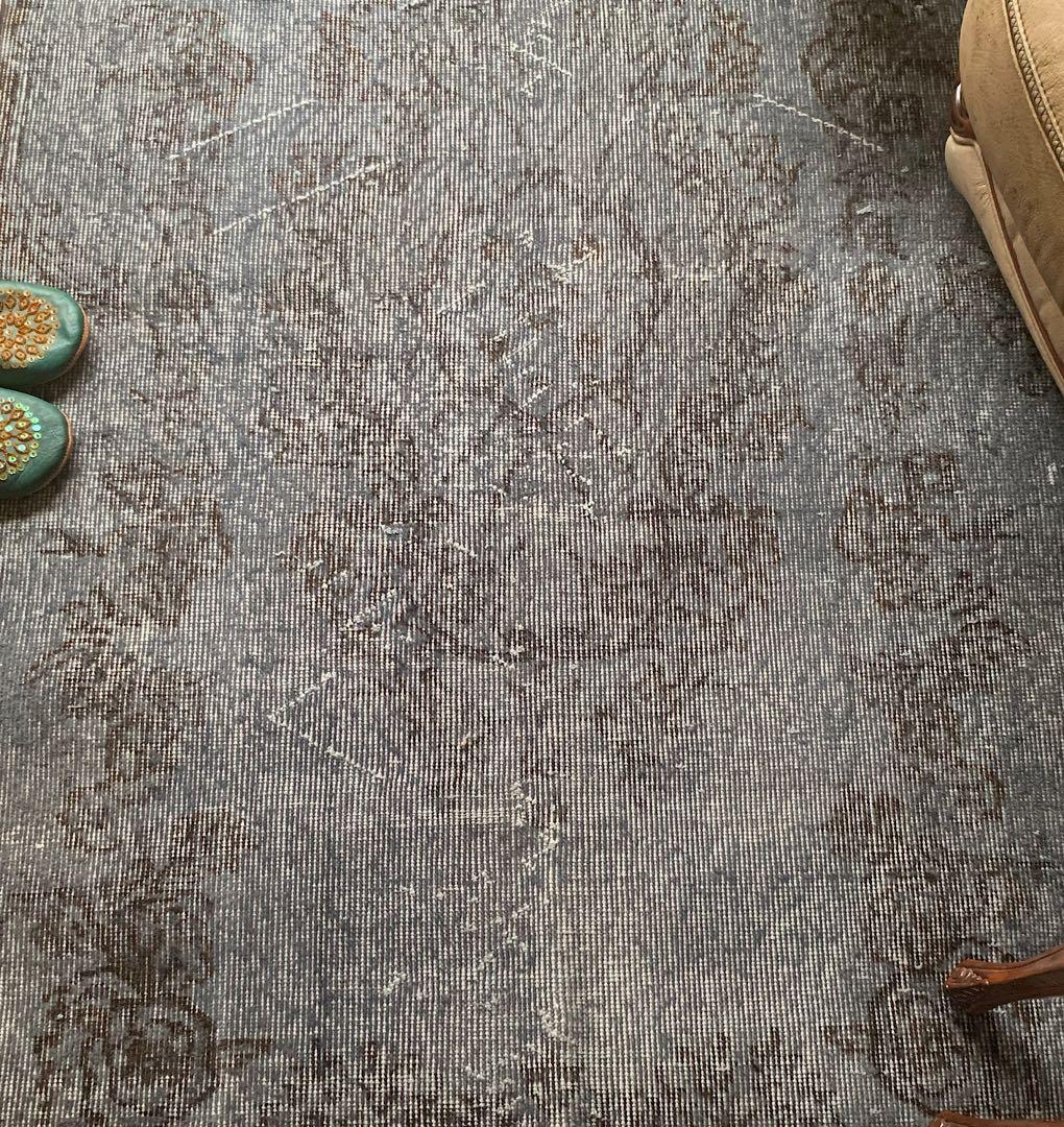 トルコヴィンテージラグ　207×104 グレー　ブラック　チョコ　オーバーダイ