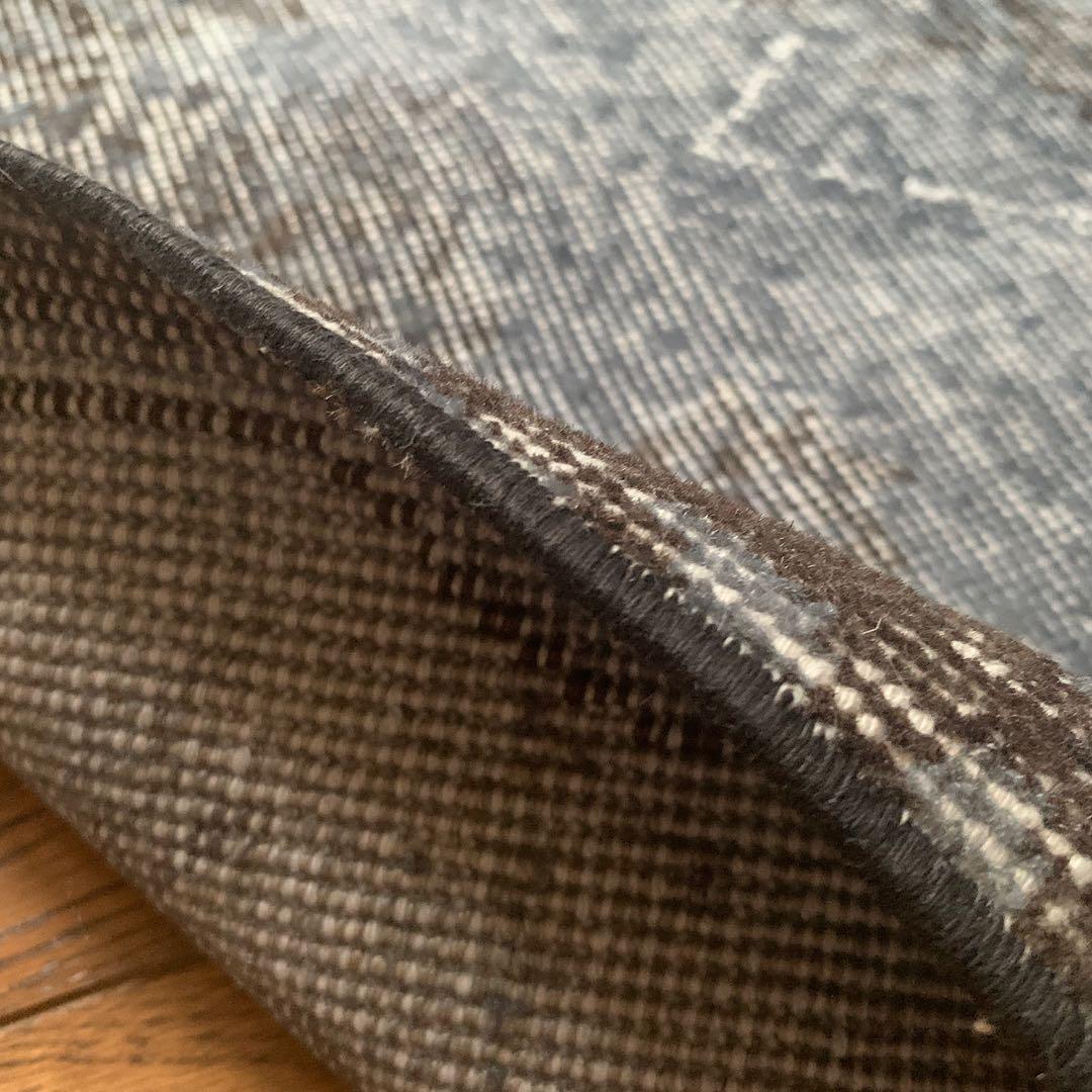 トルコヴィンテージラグ　207×104 グレー　ブラック　チョコ　オーバーダイ