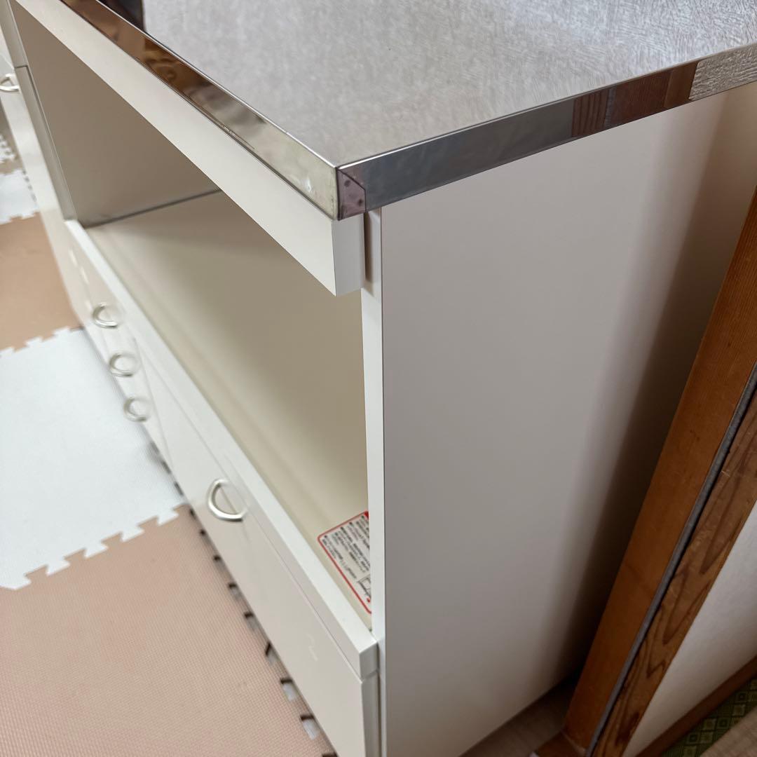 キッチンカウンター　ホワイト　引き出し　コンセント付き【引き取り限定】