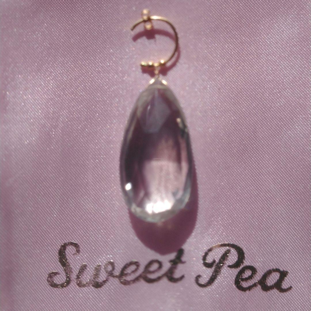 【※激レア商品※】大粒3.5㎝ペアシェイプグリーンクォーツの1.4㎝フープピアス