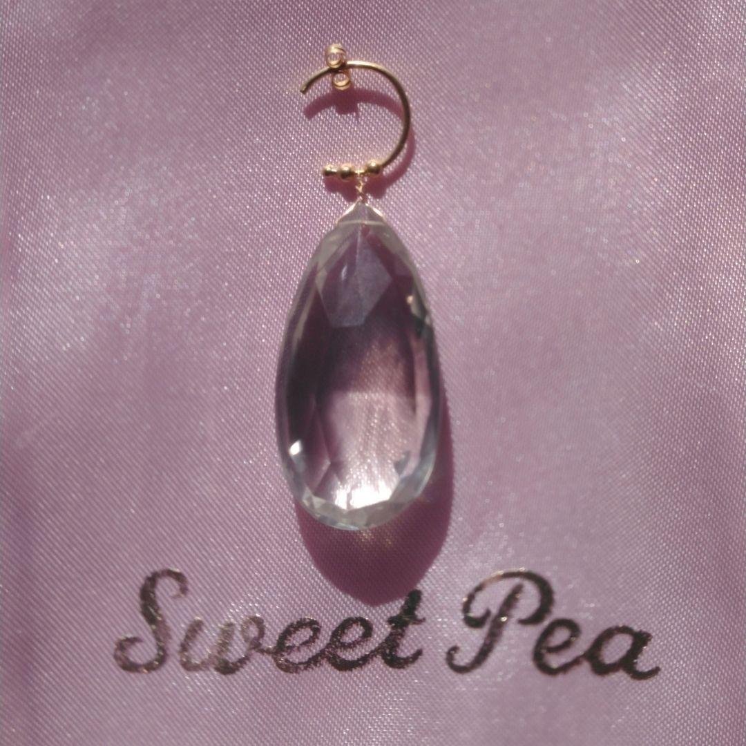 【※激レア商品※】大粒3.5㎝ペアシェイプグリーンクォーツの1.4㎝フープピアス