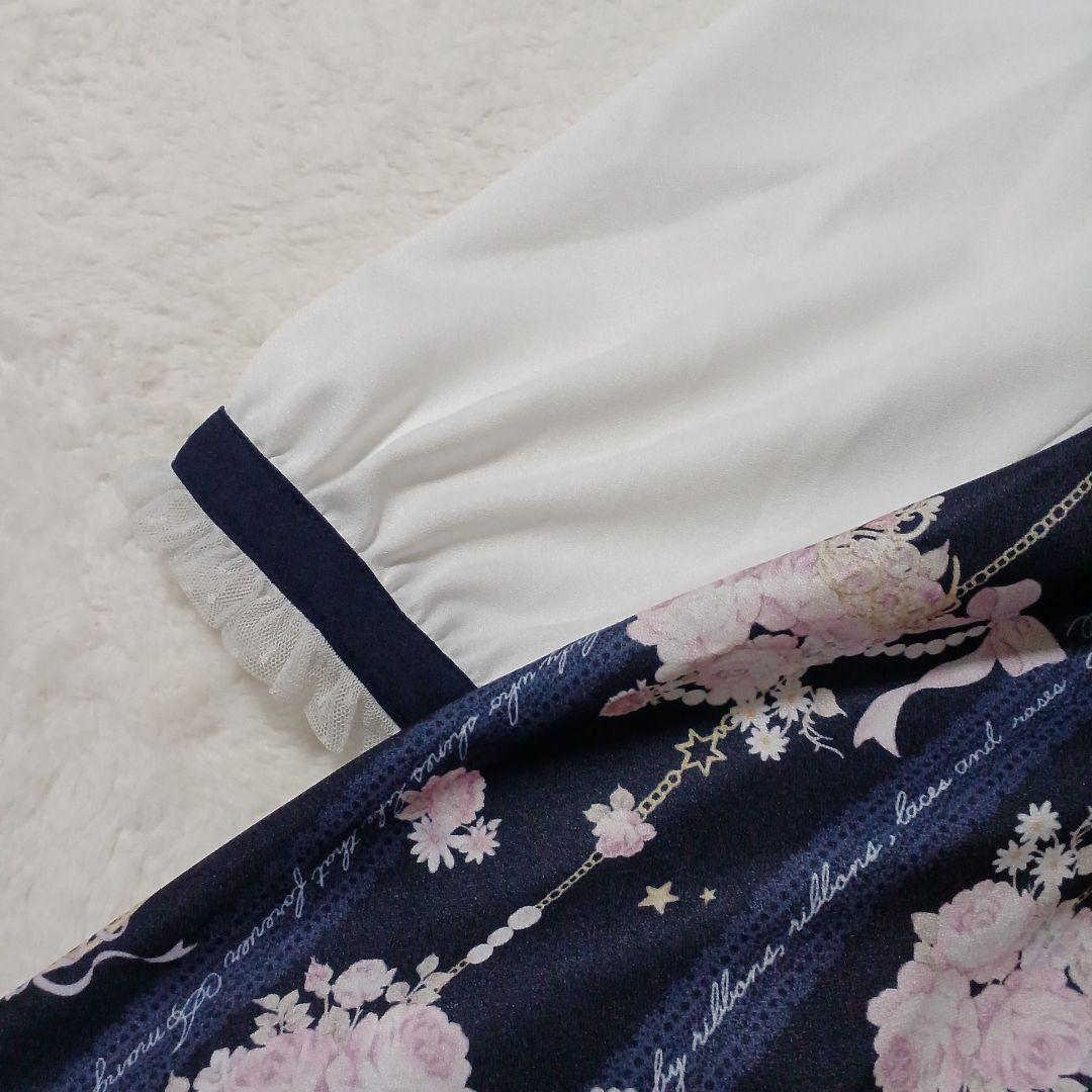 美品✨LIZ LISA リズリサ ジュエリー柄ワンピース ネイビー リボン 紺色