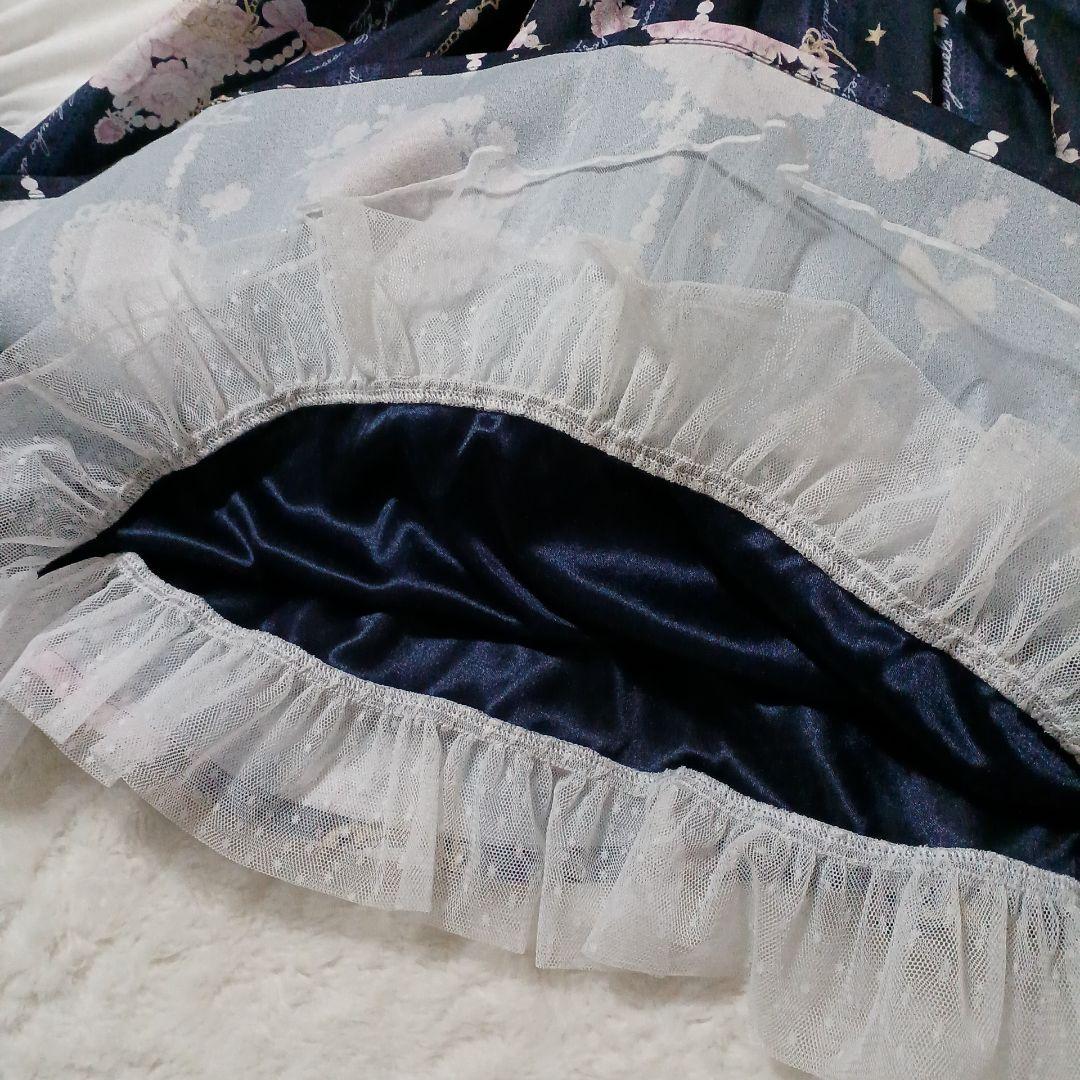 美品✨LIZ LISA リズリサ ジュエリー柄ワンピース ネイビー リボン 紺色