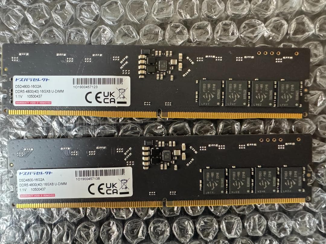 ドスパラセレクトD5D4800-16G2A DDR5-4800 16GB×2枚組