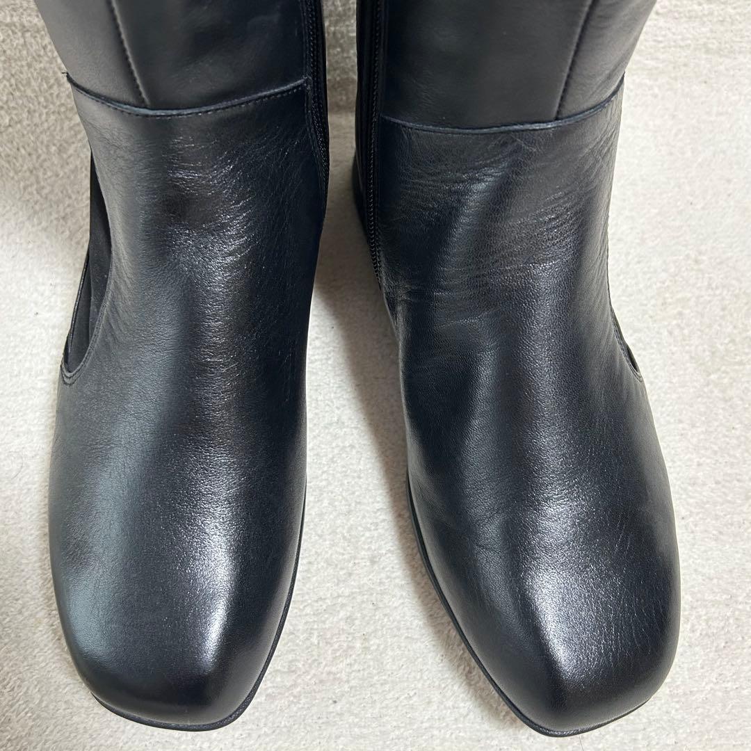 未使用品‼︎【fitfit】レザー　ロング　ブーツ　サイドジップ　黒　23.0