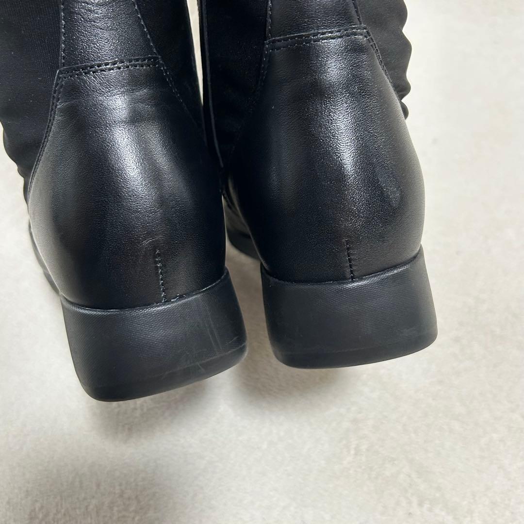 未使用品‼︎【fitfit】レザー　ロング　ブーツ　サイドジップ　黒　23.0