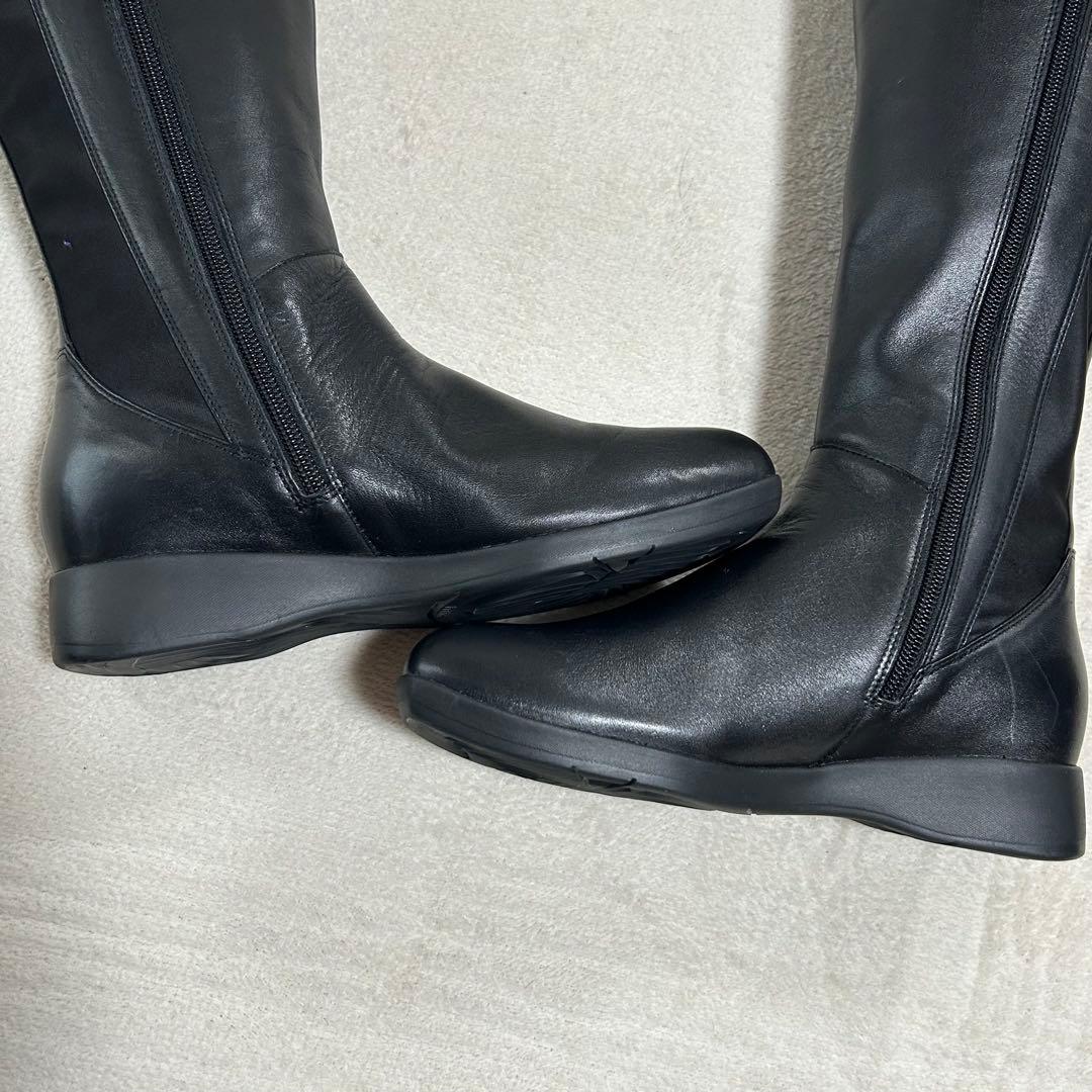 未使用品‼︎【fitfit】レザー　ロング　ブーツ　サイドジップ　黒　23.0