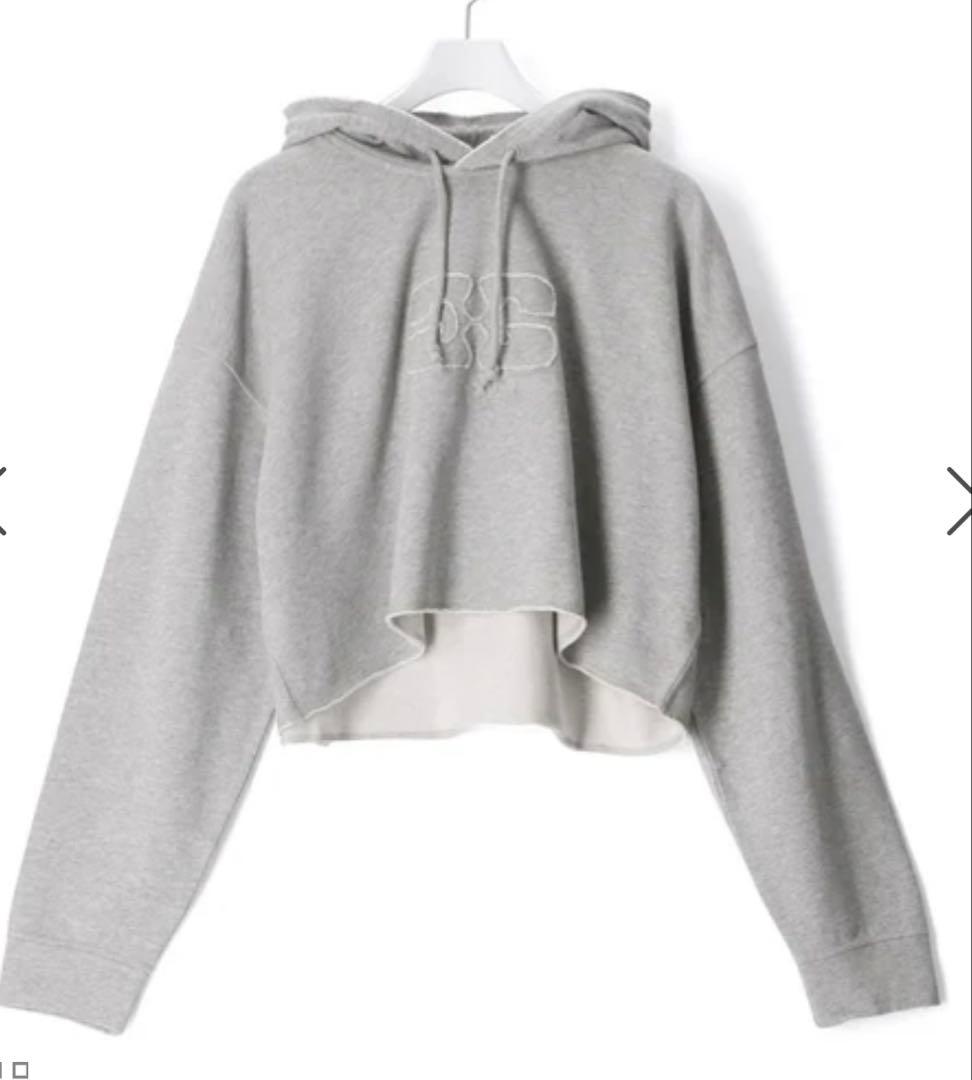 GANNI フード付きクロップドパーカー グレー