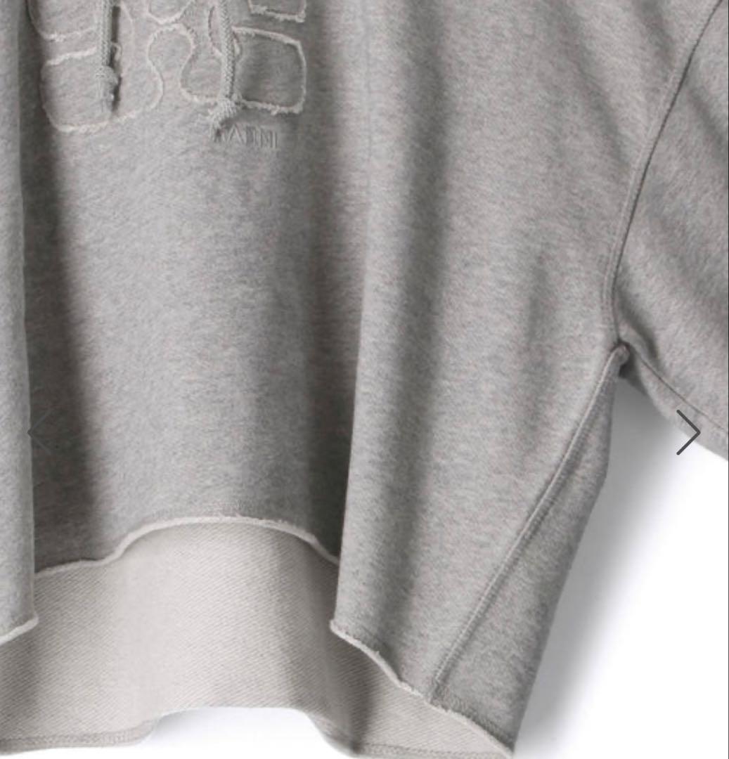 GANNI フード付きクロップドパーカー グレー