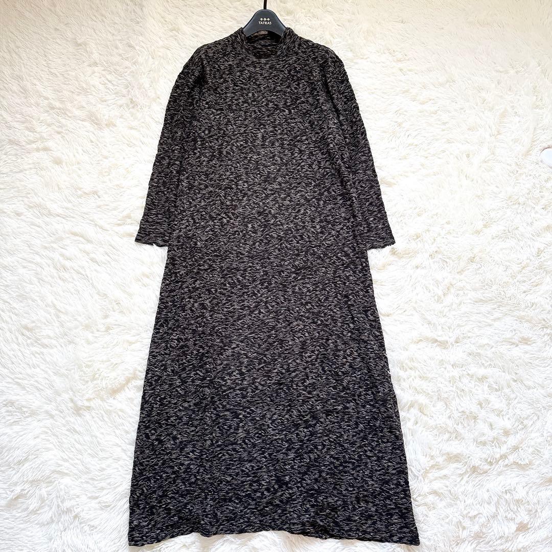 ヨーガンレール　ニットワンピース　ジャガード　モックネック　ブラック　サイズM