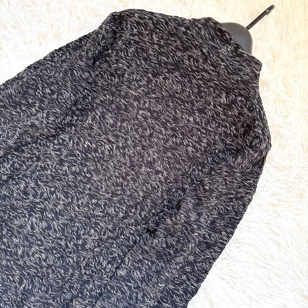 ヨーガンレール　ニットワンピース　ジャガード　モックネック　ブラック　サイズM