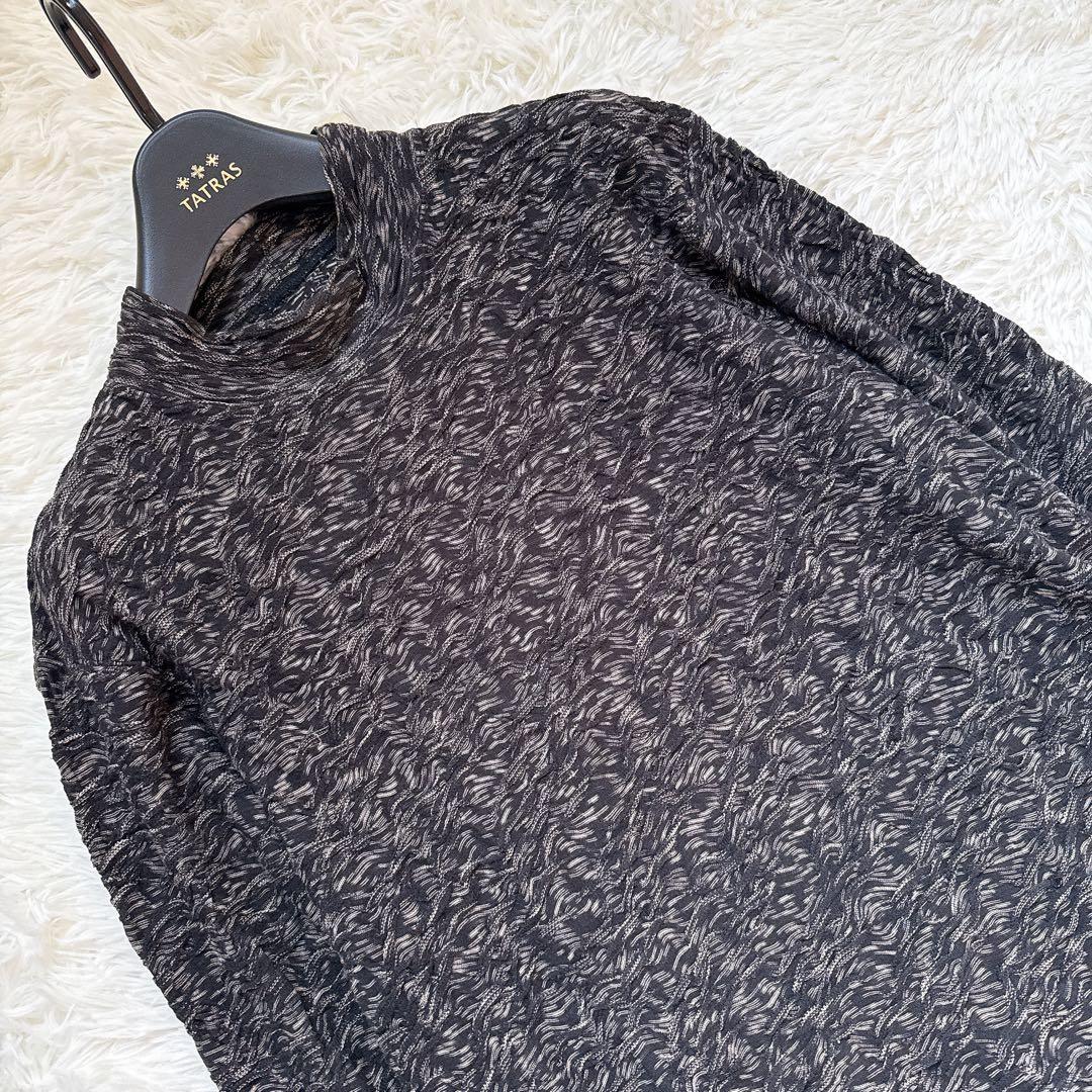 ヨーガンレール　ニットワンピース　ジャガード　モックネック　ブラック　サイズM